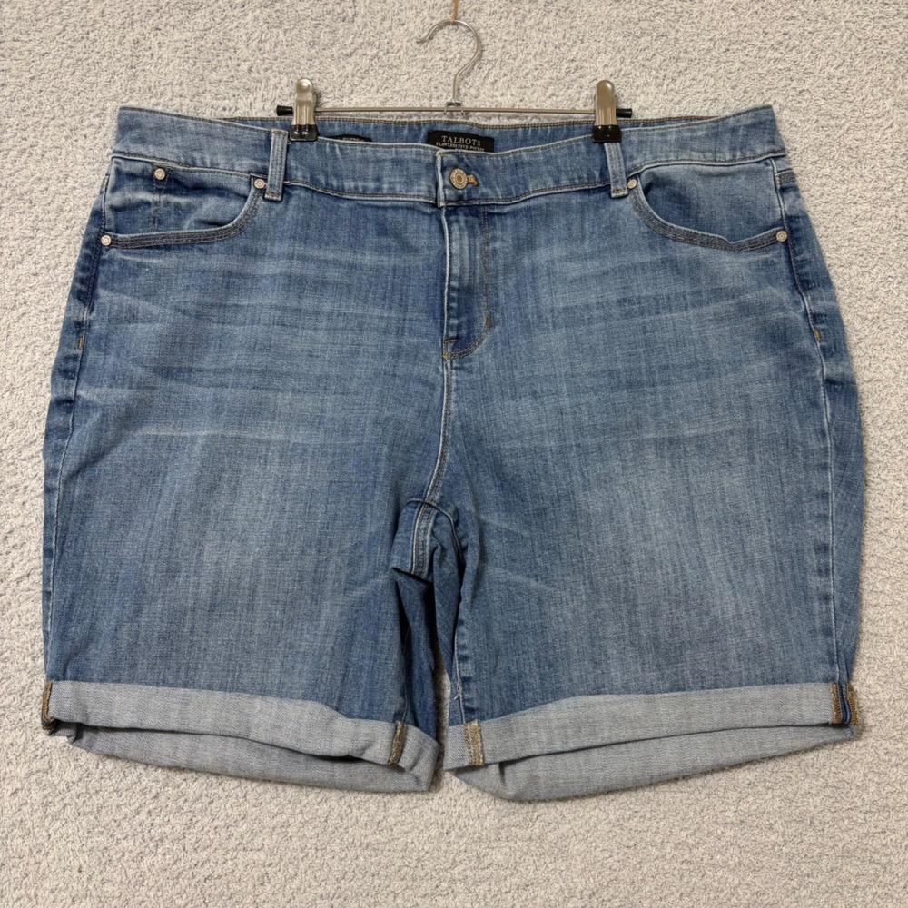 Talbots 20W Boyfriend Denim Shorts Cuffed Hem Stretch Jean Plus Size
